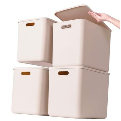 Plastic Storage Bins with lids,Storage Baskets,Container with 4XL Grey