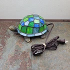 Vintage Tiffany Style Stained Glass Turtle Night Light Lamp