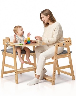 Wooden Baby High Chair for Babies, Toddler & Adult Up to 330Lbs, Anti-Tip Adj...