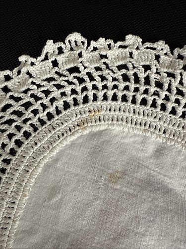 Lot Of White Cotton Linen Doilies Round Square He stitched Crochet Lacework Nice - Picture 4 of 19
