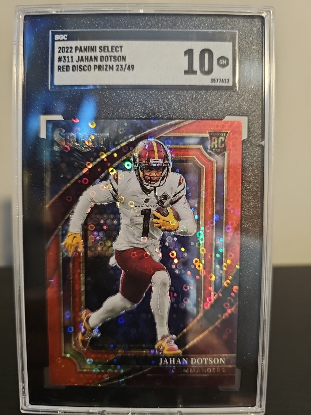 2022 Panini Select Suite Level Red Disco Prizm /49 Jahan Dotson #311 RC Q148