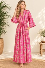 Summer For Women Kimono, Animal Print Cover Up Robe, Beach Wear Robe Pink