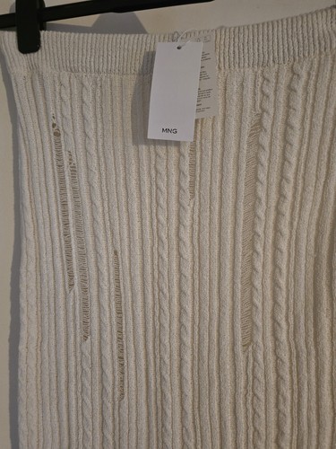 Mango MNG Aristo Crochet Knit Skirt BNWT Size L large Cream Ivory - Picture 2 of 7