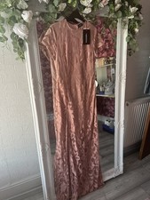 Pink Lace Fitted Maxi Dress Size 12