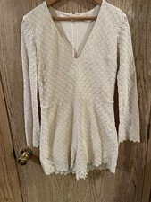 H M Geometric Embroidered Lace Romper Lined Scalloped Sz 6