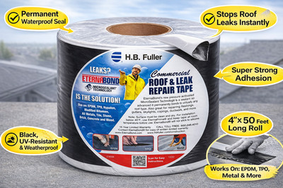EternaBond Roof Repair Tape 4  x 50  Roll H.B. Fuller Black Leak Seal Waterproof