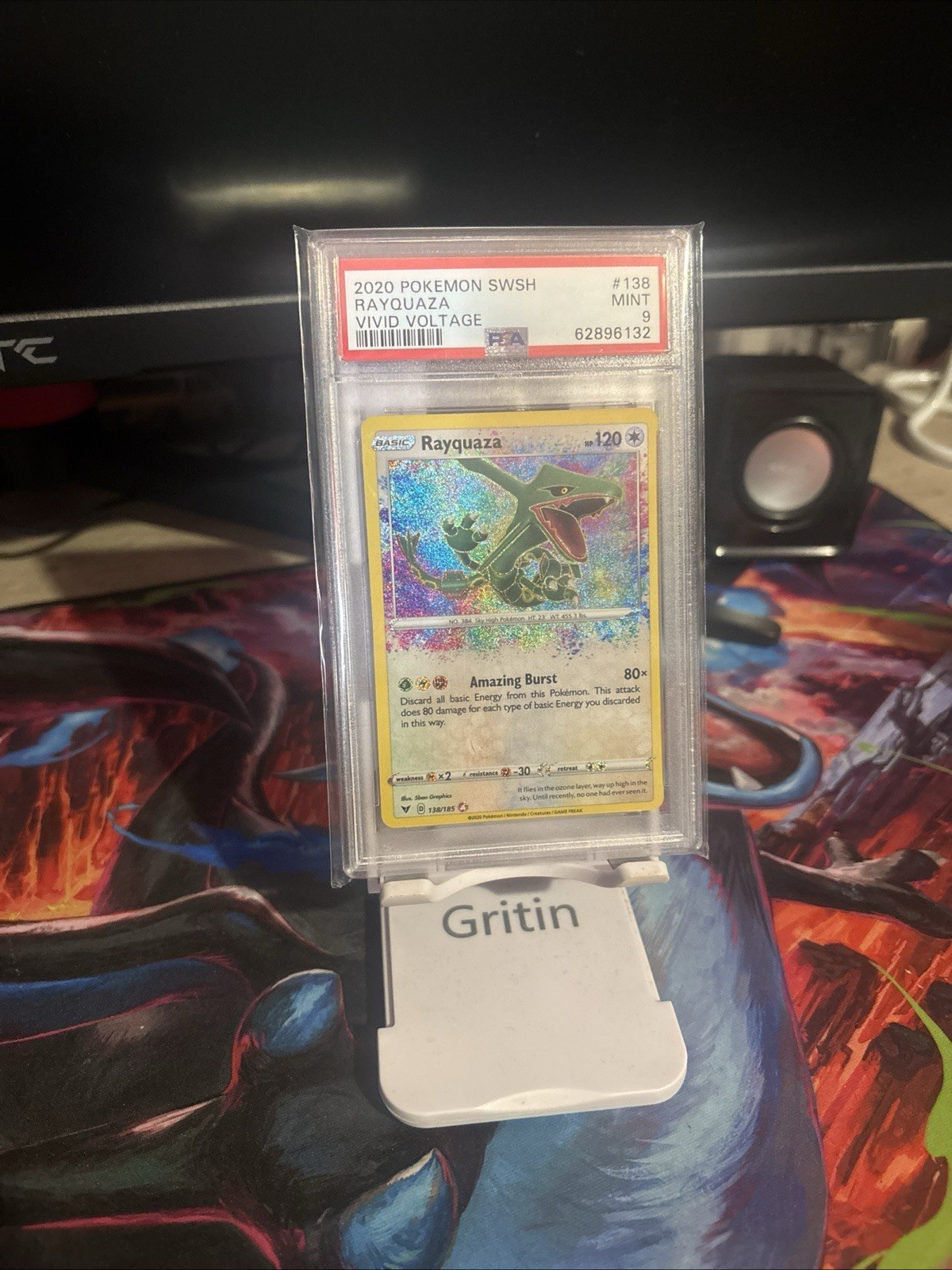 Pokemon Rayquaza TCG Amazing Rare Card 138/185 Vivid Voltage SW&SH PSA 9