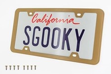 Champaign Gold License Plate Frame Cover with Corrosion-Resistant Security, 4 Ho