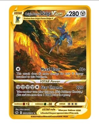 Pokémon Dialga Origin Form V Stern Gold Metall Karte Fan Art Fan Made Custom