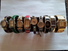Lot of 9 Untested Quartz Wristwatches for Parts Repair