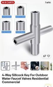 4 Way Silcock Key For Outdoor Water Faucet valve