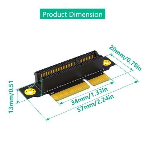 PCIE 4X 90 Degree Reverse Male to Female Risers Board Adapters Risers Card PCIE - Afbeelding 8 van 8