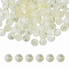 200 Pcs Crackle Glass Beads for Jewelry Making, 10mm Round Beads, Yellow