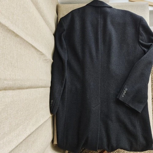 Vintage 90s Stafford Mens 100% Wool Overcoat Size 50L Charcoal Single-Breasted image 4