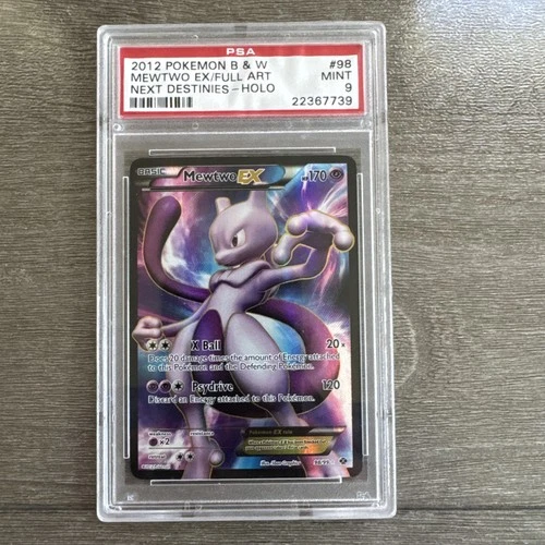 Mewtwo EX 98/99 Next Destinies B&W 2012 Pokémon Card EX Full Art Holo MINT PSA 9