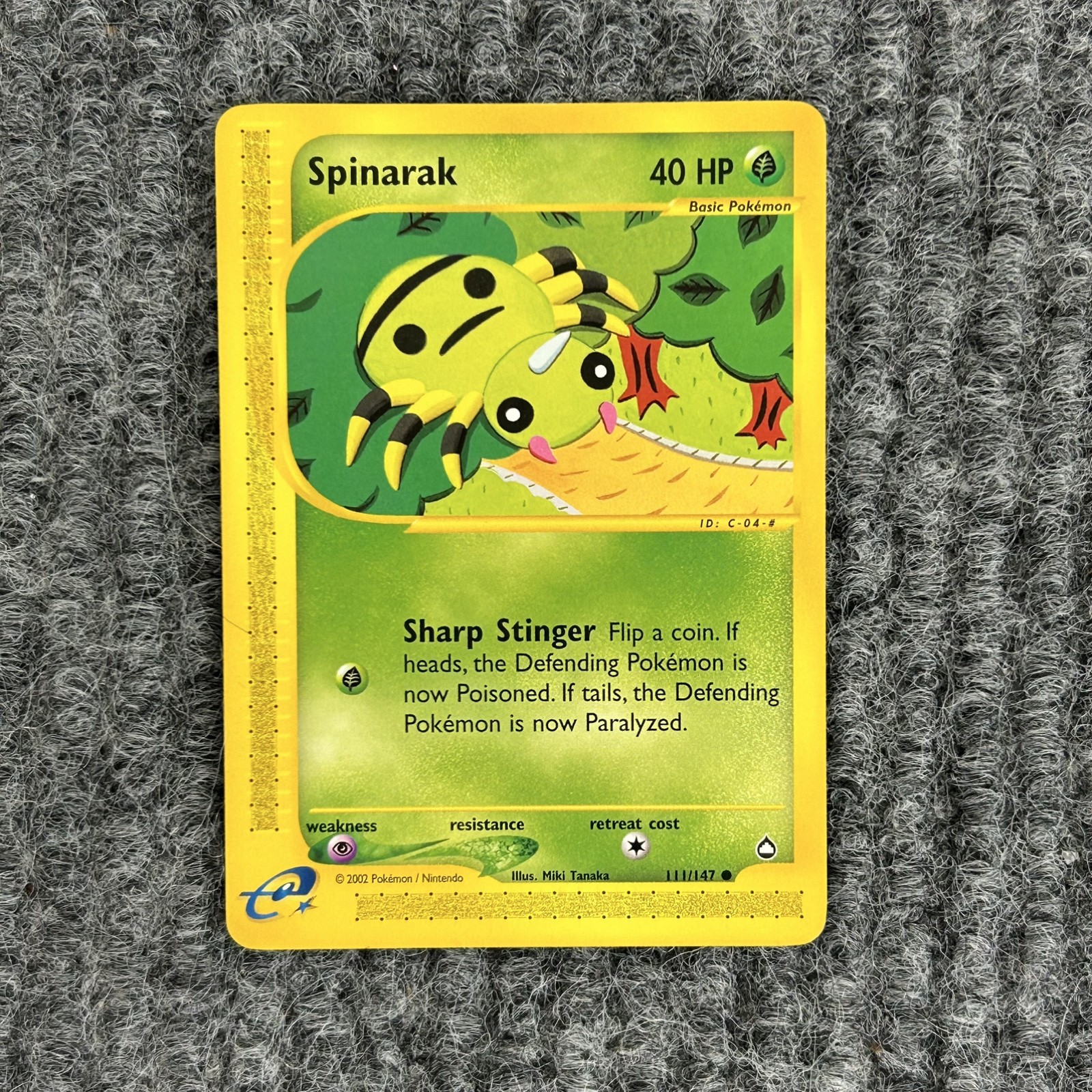 VTG Pokemon Aquapolis Spinarak 111/147 Common NM Grass Basic 40HP