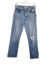 Levi s Wedgie Straight Jeans Women s Size 27 Light Wash Distressed Button Fly