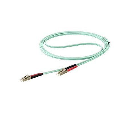 StarTech 15m OM4 LC to LC Multimode Duplex Fiber Optic Patch Cable- Aqua -