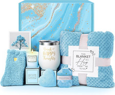 Luxury Ocean Spa Gift Basket with Blanket - Thoughtful Self Care Gift for Her