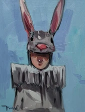 Jose Trujillo Fine Art PRINT 16x20" Collectible Artist Person Rabbit Mask Modern