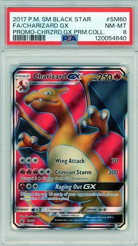 2017 Pokemon S & M Black Star Promo Charizard GX Full Art #SM60 PSA 8