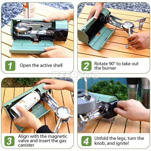Portable Camping Stove Butane Folding Gas Stove Lightweight Compact Hiking Camp - Picture 4 of 12