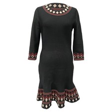 Alexander Mcqueen Geometric Pattern Midi Dress In Black Viscose Women Mul L