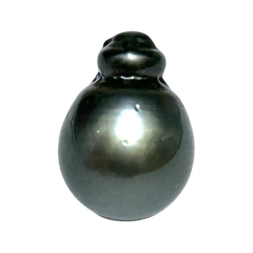 Stunning 14.9 Carat Tahitian South Sea Pearl - 12.1 x 16.7mm Peacock Green Black