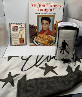 Elvis Presley Memorabilia Lot 4 Items Recipe Book Napkins & Dispenser Bandana