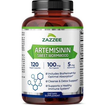 Artemisinin (Sweet Wormwood) 120 Vegan Capsules 100 mg Plus BioPerine 100% Pure