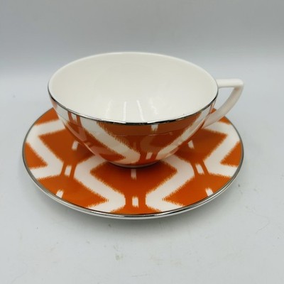 Wedgwood Jasper Conran Kilim  teacup and saucer ORANGE geometric Tea Cup