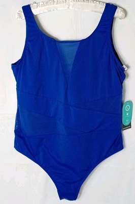 M&S MARKS & SPENCER COBALT BLUE SECRET SLIMMING SWIMMING COSTUME SIZE UK 22