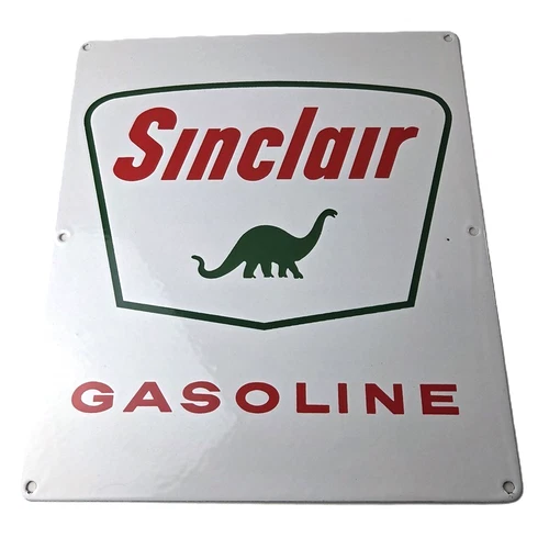 Vintage Sinclair Gasoline Porcelain - Service Station Gas Pump Plate Ad Sign
