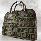 FENDI Zucca Pattern Vintage Tote Bag Handbag Canvas Leather Brown From Japan