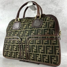 FENDI Zucca Pattern Vintage Tote Bag Handbag Canvas Leather Brown From Japan