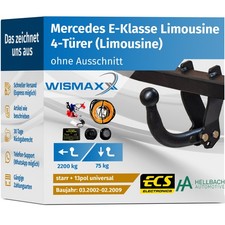 ANHÄNGERKUPPLUNG für Mercedes E-Klasse W211 02-09 starr HELLBACH +13p E-Satz ABE