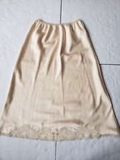 Vintage Maidenform Lace Trim Satin Ivory Midi Half Slip Skirt ILGWU Size M