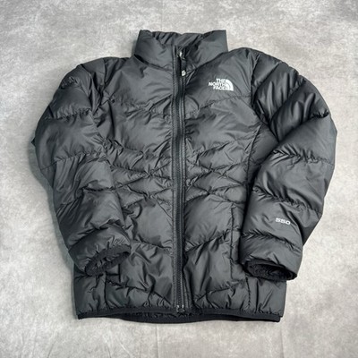 The North Face 550 Down Puffer Jacket Youth Girls Small 7/8 Black Distressed