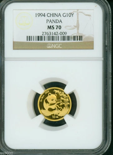 1994 PANDA 1/10 Oz. GOLD COIN 10Y CHINA NGC MS70 MS-70  VERY  SCARCE !!
