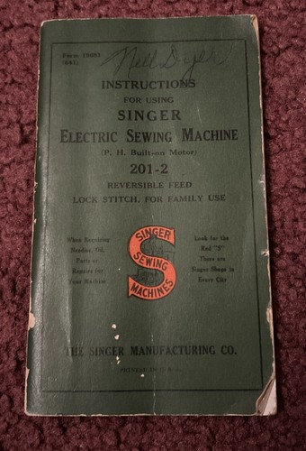 Singer 201-2 Electric Sewing Machine 1940's Owner's Manual Instruction Booklet - Bild 2 von 6