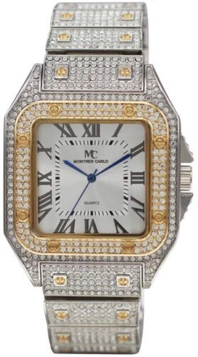 Reloj Pulsera 54mm Montres Carlo Para Hombre Hip Hop Rapero Lujo 1.4k Piedras Clubbing - Imagen 27 de 31