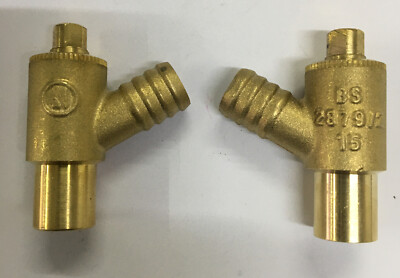 #15mm Ablasshahnventil Typ A - mit Spindelverschraubung Messing MT Hahn x 2