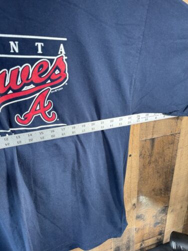 Vintage Atlanta Braves Baseball Club Blue Graphic T-shirt 100% Cotton Tee XXL - Picture 6 of 12
