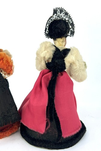 Dollhouse 1950s Victorian Black Doll x 3 Chenille Stem Comp Head 5in German Vtg - Picture 16 of 20
