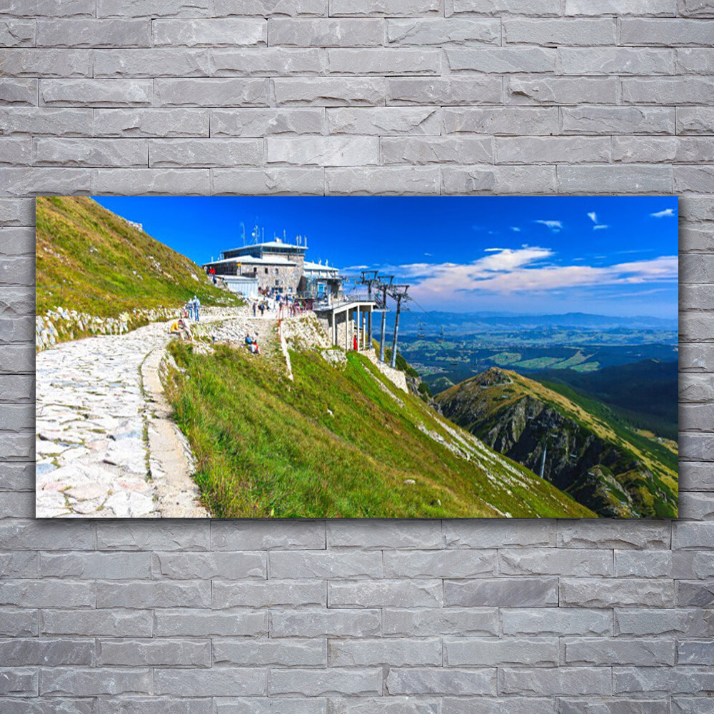 Impression sur toile haut de gamme paysage de montagne et sentier format 120x60