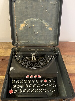 Remington Monarch Pioneer Typewriter Steel Vintage Black Retro With Case