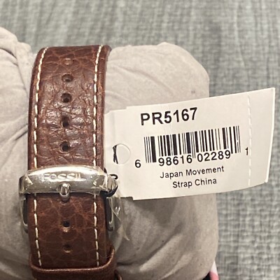 Fossil PR 5167 silver tone case genuine leather strap Needs  display picture 2