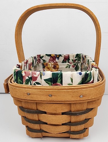Vintage Longaberger Basket w/ Liner & Protector Small Handwoven Woven - Picture 4 of 13