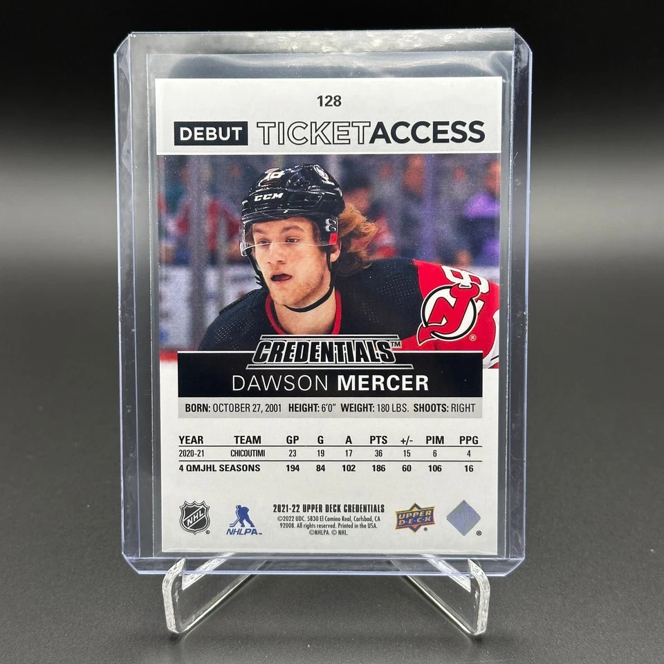 2021-22 UD Credentials DAWSON MERCER #128 Debut Ticket Access RC 662/799 - Image 2 of 4