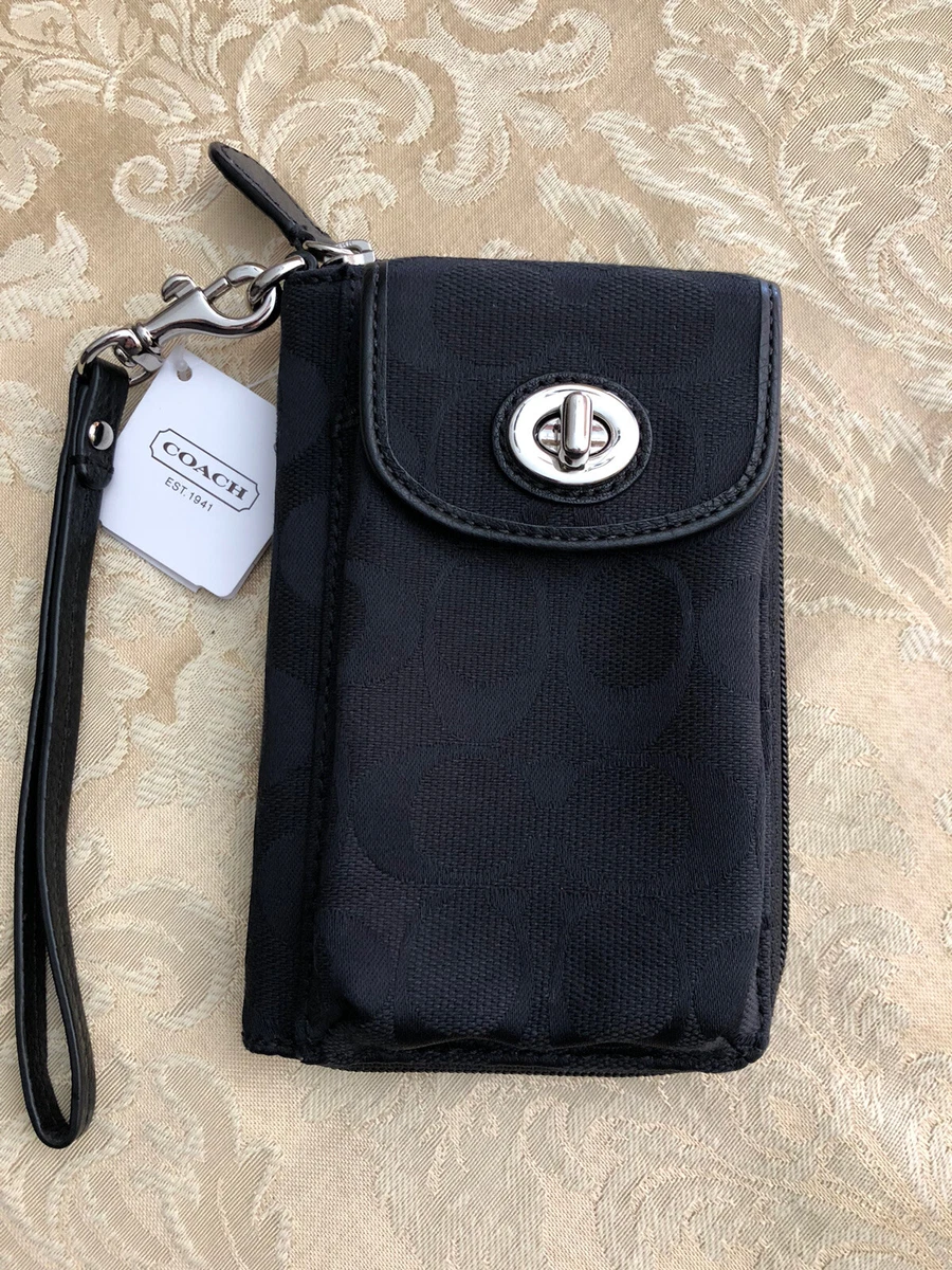 Black coach wallet wristlet sale
